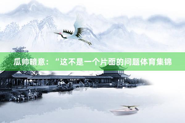 瓜帅暗意：“这不是一个片面的问题体育集锦